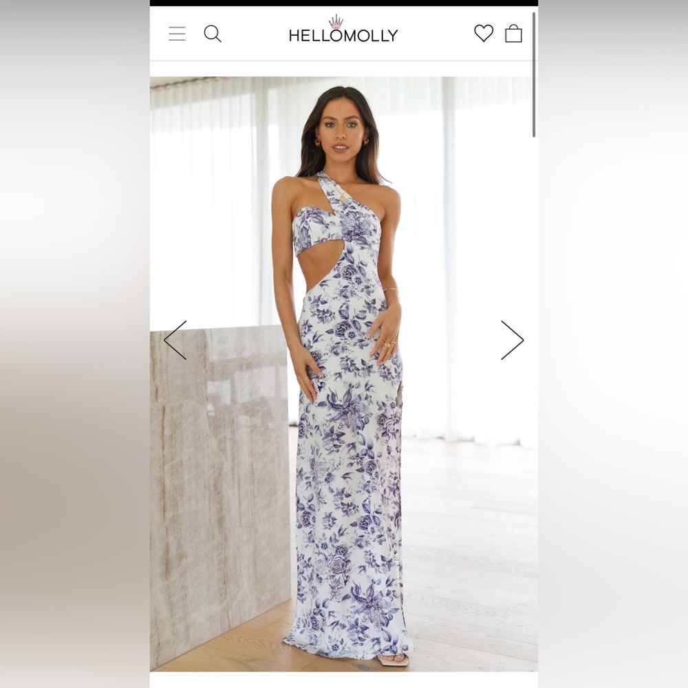 One shoulder floral cut out maxi dress size 6/medium.